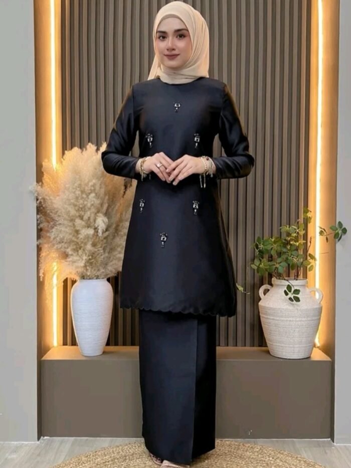 Sabrina Kurung with Beading Embroidery Black - Limited Edition