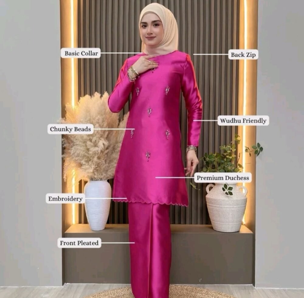 Sabrina Kurung with Beading Embroidery Honey Sage - Limited Edition